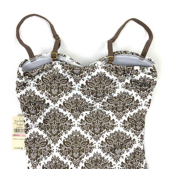 New Tommy Bahama One-Piece Swimsuit White/ Taupe Size 6 - Picture 11 of 16
